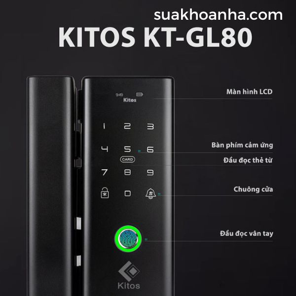 khóa vân tay cửa kính Kitos KT-GL80